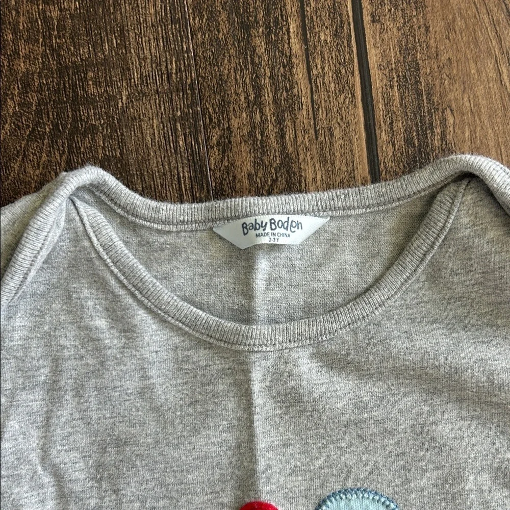 Baby Boden Gray Long Sleeve Shirt with Mouse Design